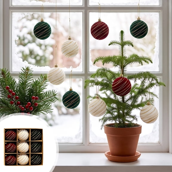 Yaayu Christmas Ball Ornaments, 9-Piece Shatterproof Plastic Tree Hanging Set, Home Decor for Holiday Party Mantel, Multicolor