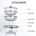 thumbnail image 3 of Chafing Dish Buffet Set 2 Pack, 5QT Round Stainless Steel Chafer for Catering, Chafers and Buffet Warmer Sets with Food & Water Pan, Lid, Frame, Fuel Holder for Event Party Holiday, 3 of 12