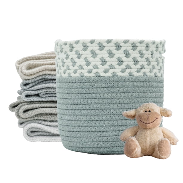 Planterist Cesta Organizadora Chica Tejida – Algodón Lavable, Plegable y Portable – Multiusos 19.5x17.5 cm para Almacenaje, Decoración y Ropa Sucia (Ajijic)