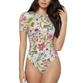 thumbnail image 2 of Picia Bunny Floral Womens One Piece Swimsuits Modest Tummy Control Bathing Suits Lace Up Slimming Swim Suit-Small, 2 of 9
