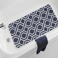Mainstays 17 in. x 36 in. Cushioned Bathtub Mat, Navy Fretwork Pattern