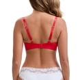 thumbnail image 3 of INSPIRE CHIC Women's Halloween Lace Trim Wirefree Lingerie Push Up Adjustable Spaghetti Straps Deep V Soft Bras XL Red, 3 of 4