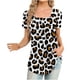 thumbnail image 2 of ICHUANYI Clearance Women Fashion Printed Casual V-Neck Short Sleeve Loose T-Shirt Blouse Tops(Khaki, S) ICHUANYI WER2023081116839, 2 of 5