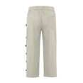 thumbnail image 4 of Yaoyar Linen Pirate Pants for Men Summer Lightweight 3/4 Pants Vacation Beach Trousers Side-Button Closure Joggers, 4 of 7