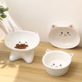 thumbnail image 6 of Runkheen 15° Tilted Raised Ceramic Cat Food Bowl, Ergonomic Anti Vomiting Backflow Prevention Feeding Dish Protect Pet Spine, Suitable for Kitten Adult Kitty & Small Dogs, Pink, 6 of 6