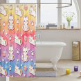 thumbnail image 3 of Manfei Kawaii Unicorn Kitten Shower Curtain 72Wx78L, Cute Rainbow Bath Curtain, Pink Purple, 3 of 5