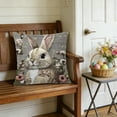 thumbnail image 6 of D 18X18 Inch Short Plush Pillow Cover With Floral Bunny Design Embroidered For Sofa Couch Bedroom Living Room Spring Easter Decoration, 6 of 7