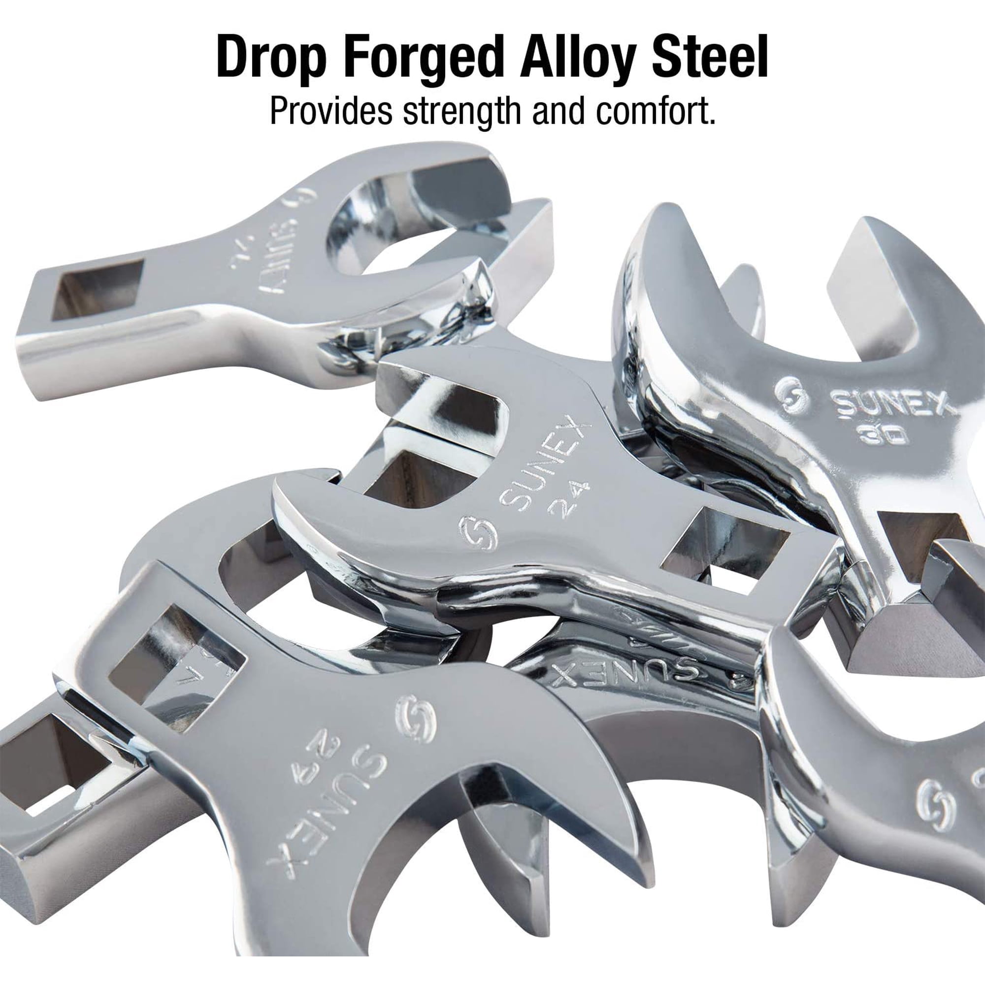 Sunex Tools 9730A 8-Piece 1/2" Drive Jumbo Metric Crowfoot Wrench Set – Chrome Vanadium (CRV)