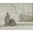 thumbnail image 2 of Jacek Malczewski 14x12 Gold Ornate Wood Frame and Double Matted Museum Art Print Titled - Winter Landscape (1908), 2 of 4
