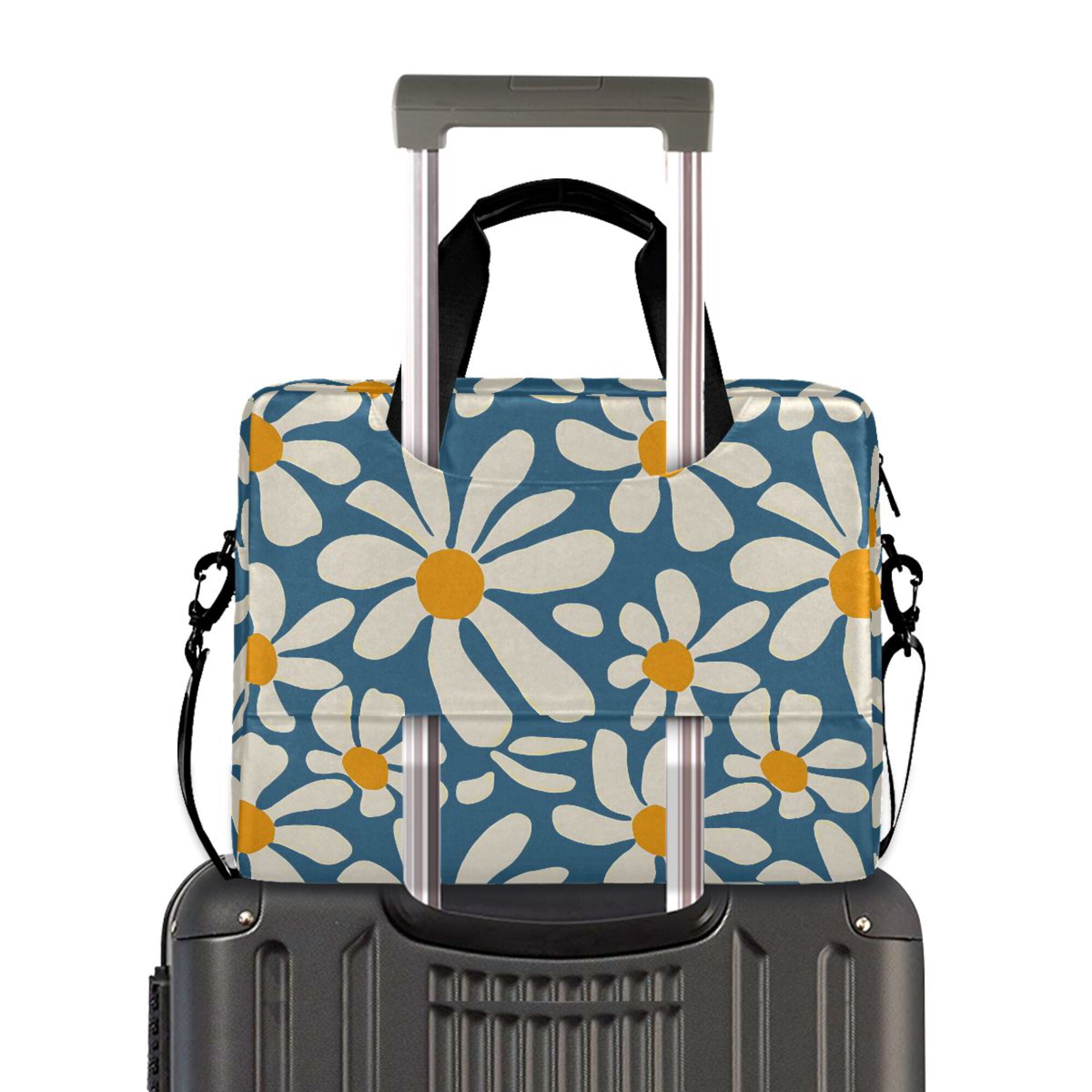 FORMRS 16" Laptop Bag Carrying Sleeve Case with Handle Travel Shoulder Briefcase, Whimsy Daisy Pattern