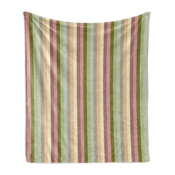 Stripes Soft Flannel Fleece Blanket, Colorful Pattern with Pastel Colored Bands Vertically Aligned Abstract Illustration, Cozy Plush for Indoor and Outdoor Use, 60" x 80", Multicolor, by Ambesonne