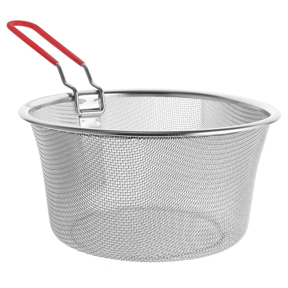 HEANUJJ Plated Silver Deep Fryer Basket, Stainless Steel, for French Fries and Snacks, Easy Handle