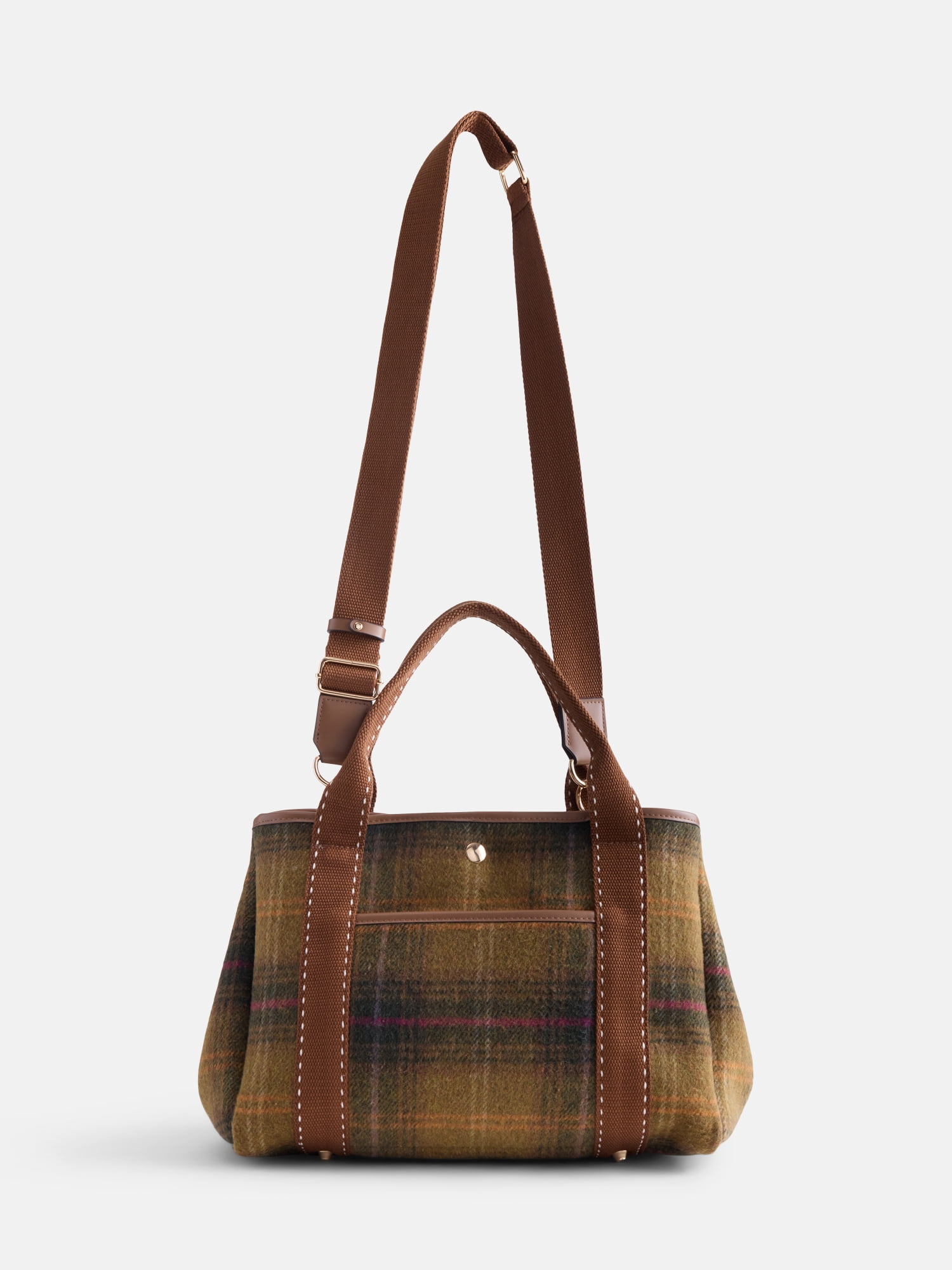 Free Assembly Women’s Plaid Medium Tote Handbag, Yellow