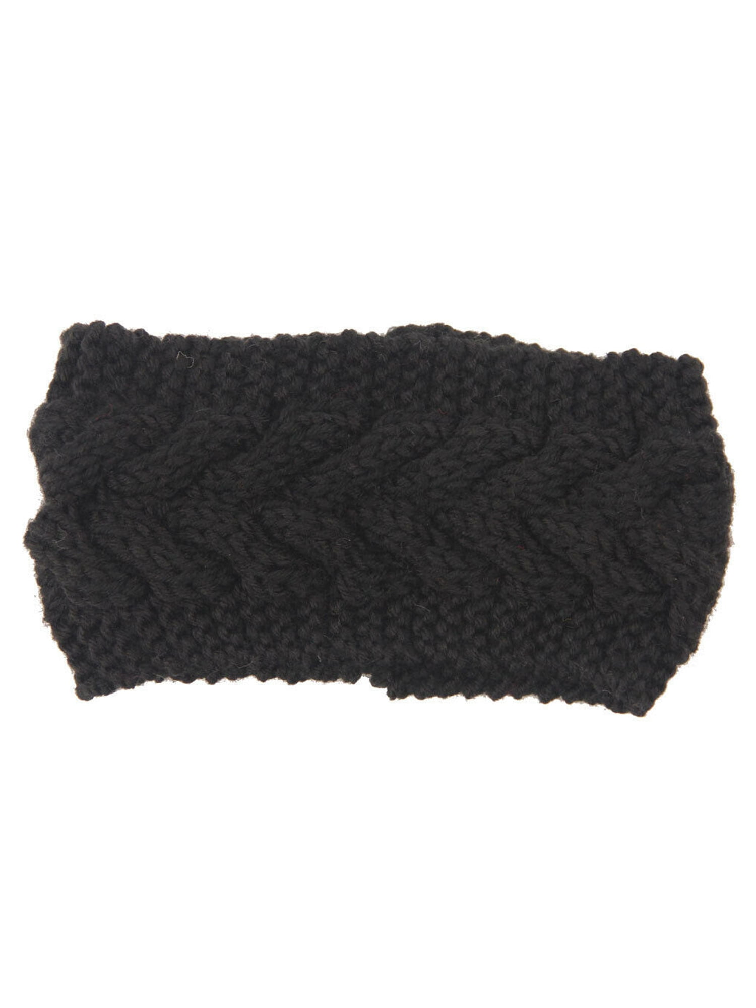 /& Black Button White Head Warmer Crochet Earmuff Headband Turban Style Black with Pink