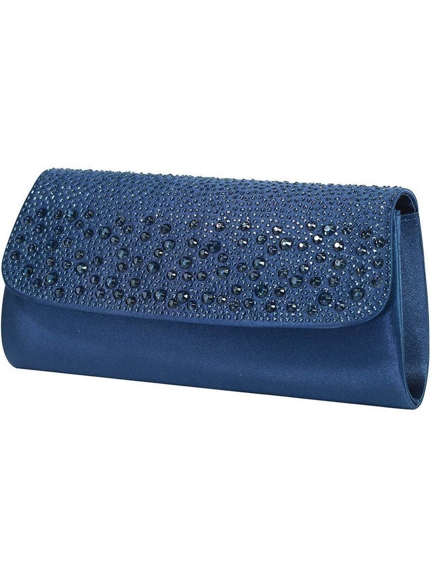 navy embellished clutch bag