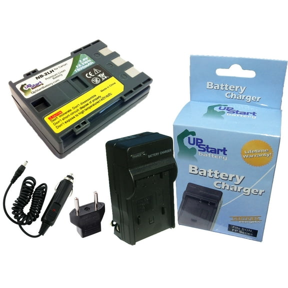 Canon E160814 Battery and Charger with Car Plug and EU Adapter - Replacement for Canon NB-2LH Digital Camera Batteries and Chargers (1800mAh, 7.4V, Lithium-Ion)