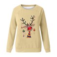 thumbnail image 4 of miqiqism Merry Christmas Shirt for Women Comfy Crewneck Funny Reindeer Graphic Sweatshirt Juniors Casual Holiday Long Sleeve Tops Slim Fit Tunic Blouses,Yellow,X-Large, 4 of 4