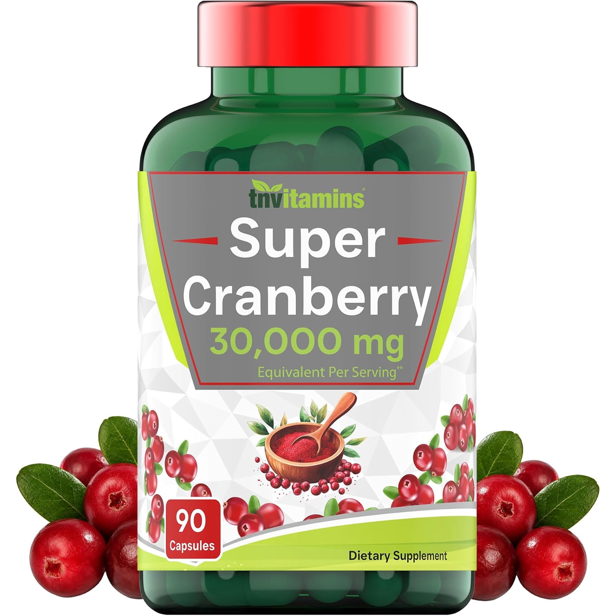 TNvitamins Extra Strength Super Cranberry Supplement 30,000 Mg Capsules, Supports Urinary Tract Health, 90 Count