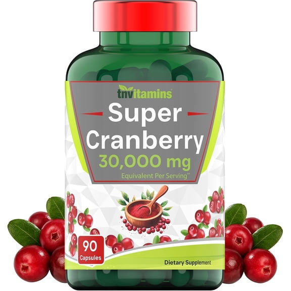 TNvitamins Extra Strength Super Cranberry Supplement 30,000 Mg Capsules, Supports Urinary Tract Health, 90 Count
