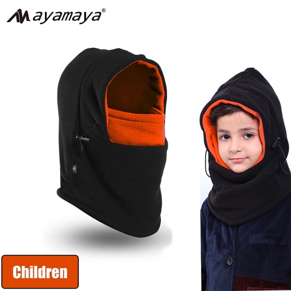 Children Ski Balaclava Mask,AYAMAYA Anti Cold Warm Winter Hat,Windproof Warm Fleece Hats for Kids Adjustable Outdoor,Facemask for Boys and Girls,Skiing Riding Running Hats(Orange)