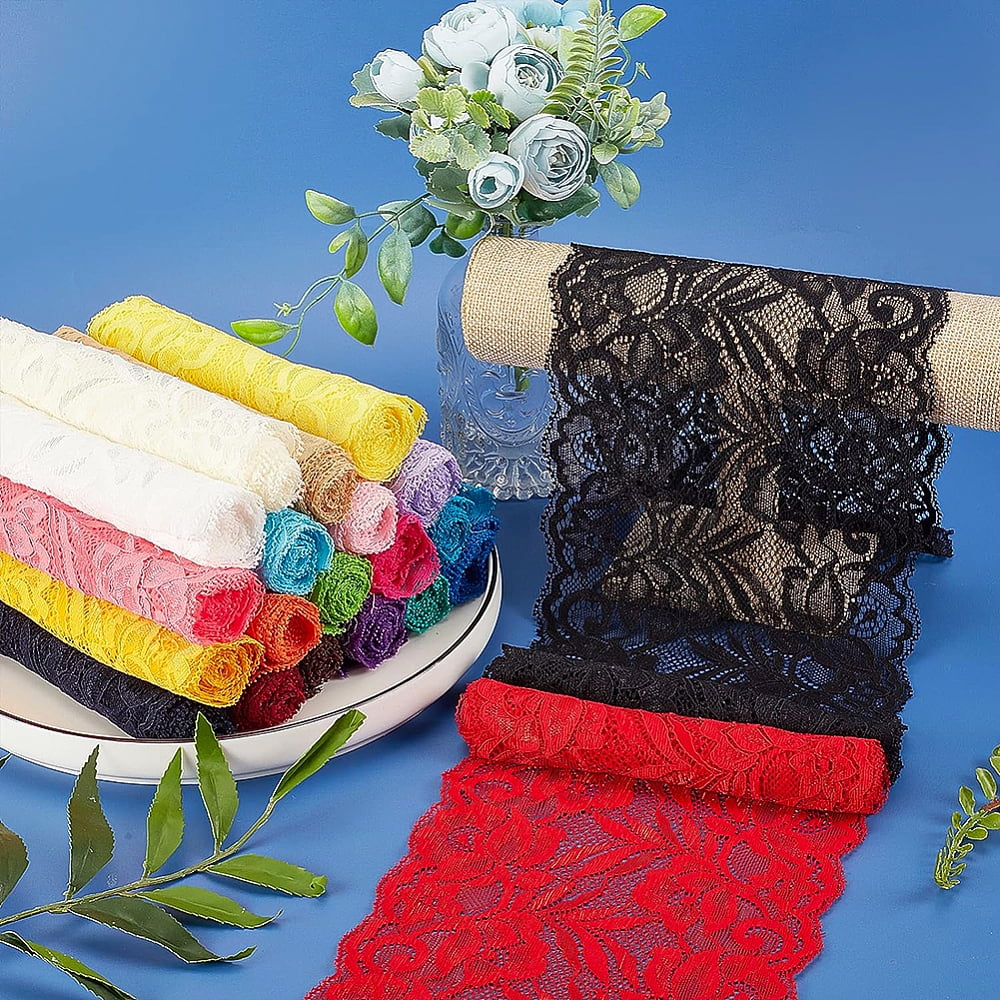 22colors Lace Trim Polyester Ribbon for Jewelry Making Mixed color 5-7/8 inch(150mm) wide 1yards/color 22 colors/set