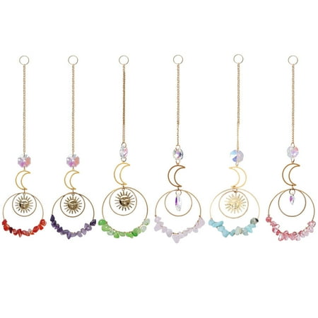 

6Pcs Crystal Moon Sun Shape Design Pendant Chandelier Hanging Decor for Home