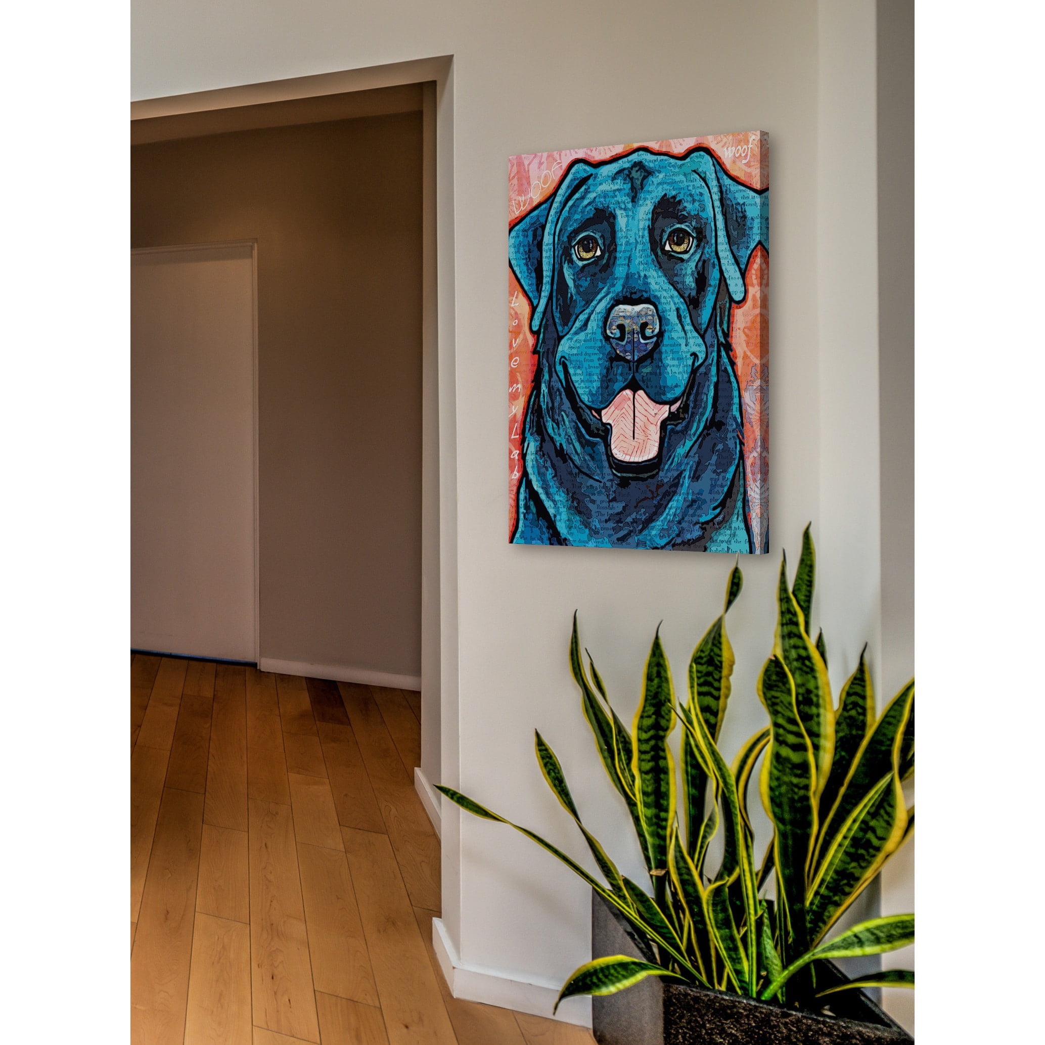 Marmont Hill - "Pop Art Black Lab" by Stephanie Gerace Painting Print on Wrapped Canvas