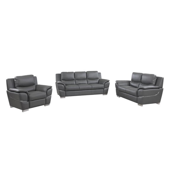 Titan Furnishings Modern Leather Upholstered Sofa Set in Gray