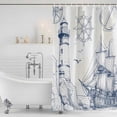 thumbnail image 4 of Nautical Ship Lighthouse Waterproof Fabric Shower Curtain,Ocean Anchor Rudder Lines Art Waterproof Fabric Shower Curtain for Bathroom Curtains Bathtubs Shower Curtains with 12 Hooks Extra Long 72x96, 4 of 8