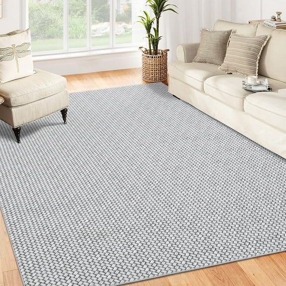 HOMERRY Braided Print Neutral Solid Non Slip Area Rug 9' x 12' for Living Room Washable Indoor Carpet, Gray