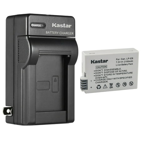 Kastar 1-Pack Battery and AC Wall Charger Replacement for Canon LP-E8 Battery Canon LC-E8 LC-E8E Charger Canon EOS 550D EOS 600D EOS 650D EOS 700D EOS Kiss X4 EOS Kiss X5 EOS Kiss X6 Cameras