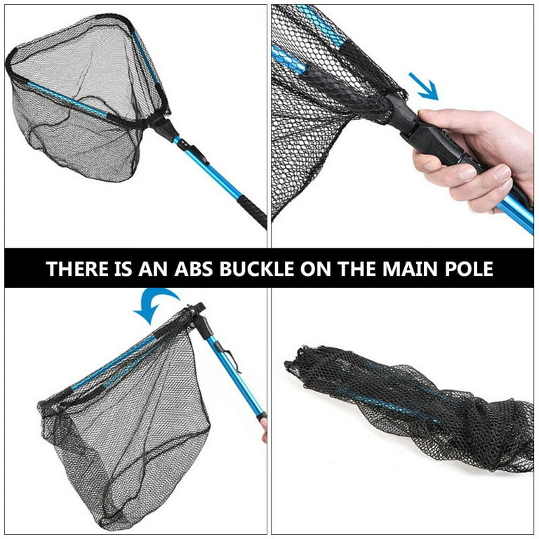 Dip Net Fishnets Fishing Retractable Landing Catch Release for Collapsible Telescopic Foldable Folding, Size: 78X37X40CM, Blue