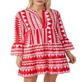 thumbnail image 1 of Femmes Été Floral Mini Robe Boho Flowy Robes Courtes Robe de Cocktail à Manches Longues, 1 of 7