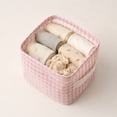 thumbnail image 5 of Linnome Linen Cotton Desktop Storage Basket Fresh Fabric Organizer Box Foldable Small Sundry Holder for Bedroom Vanity Living Room Countertop Tidying, 5 of 7