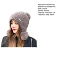 thumbnail image 6 of Women Winter Cover Ears Beanie Hat Plush Keep Warm Fluffy Ear Protection Ear Ski Snow Hats Knit Fleece Lined with 3 Pom Pom, 6 of 6