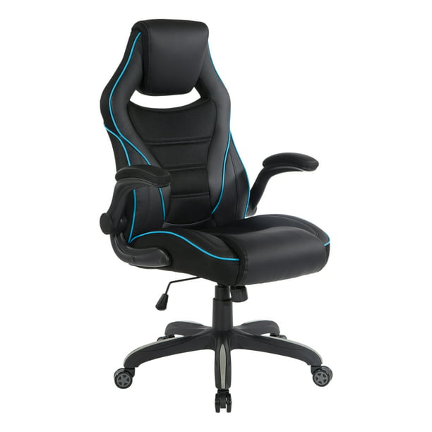 Home Furnishings Gaming Chair in Blue Leather - Walmart.com
