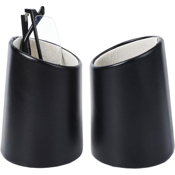 2Pcs Eyeglasses Holder Stand Protective Glasses Holder PU Leather Stand Case Minimize Scratch Eyeglass Holder Stand Cylindrical Storage Display Soft