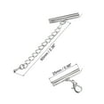 thumbnail image 2 of 10Sets Slide on End Clasps with Lobster Claw Clasps & Extension Chain 25mm for DIY Craft Making, Silver White, 2 of 6