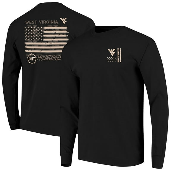 Men's  Black West Virginia Mountaineers OHT Camo Overlay Comfort Colors Long Sleeve T-Shirt