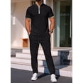 thumbnail image 4 of Men 2 Piece Casual Beach Outfits Short Sleeve Button Down Shirts Summer Loose Pant Sets Vacation Walking Outfits, 4 of 6