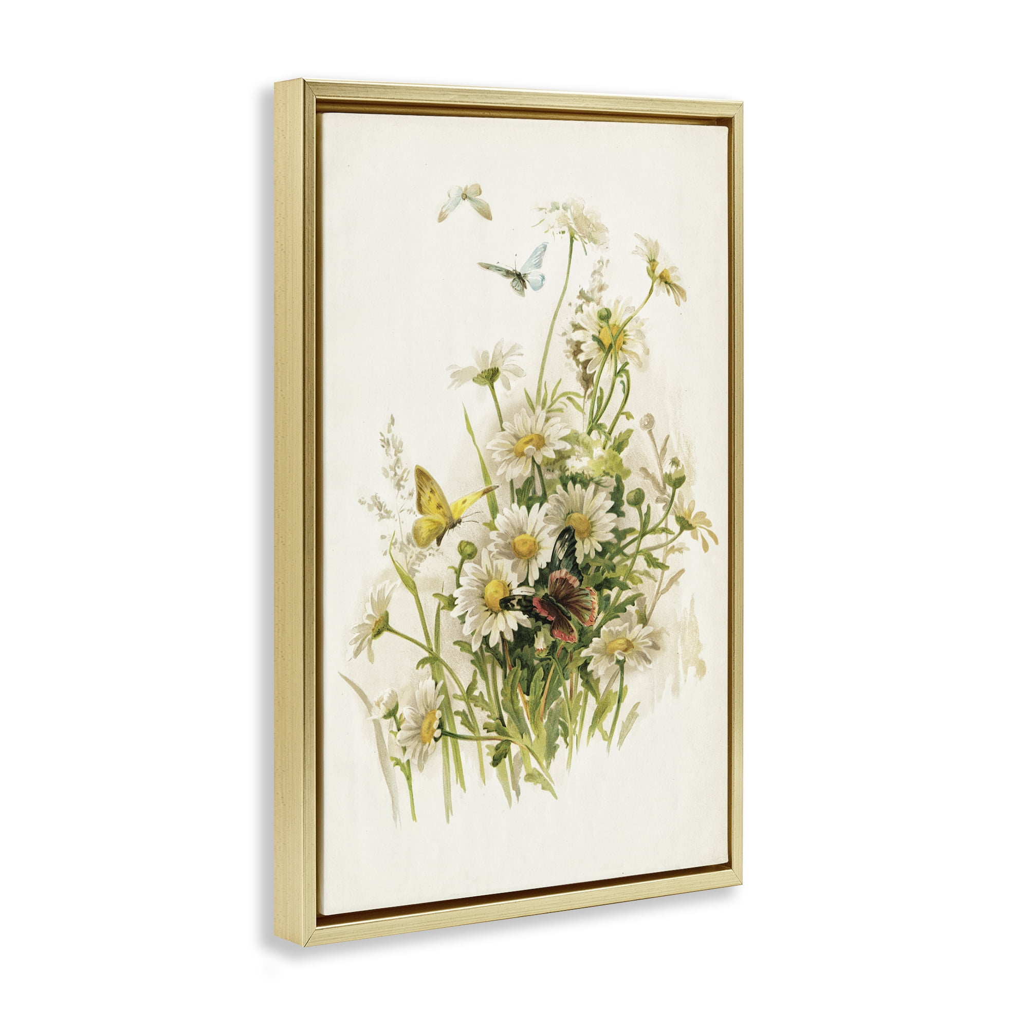 Stupell Industries Spring Pickings Florals Plants & Flowers Painting Gold Floater Framed Canvas Art Print Wall Art, 17 x 25