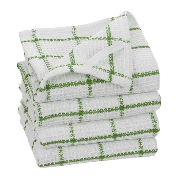 Torchons de cuisine en coton gaufré Fabstyles Solo, torchons à vaisselle extra larges, torchons à vaisselle super absorbants et à séchage rapide avec boucle de suspension, 18 x 28 pouces, lot de 4
