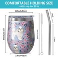 thumbnail image 5 of 12oz Stemless Wine Tumblers Bichon Dog Purple Florals Vacuum Insulated Stainless Steel Travel Tumbler Cups Mug with Lid and Straw for Champaign,Cocktail,Beer with Cleaning Brush, 5 of 5