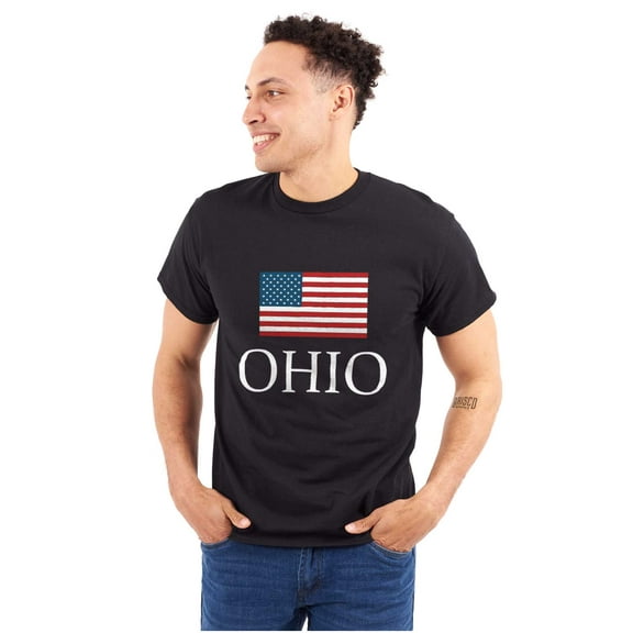 Ohio Pride American Flag OH USA Plus Size Crewneck Graphic Tee Shirt Brisco Brands 2X