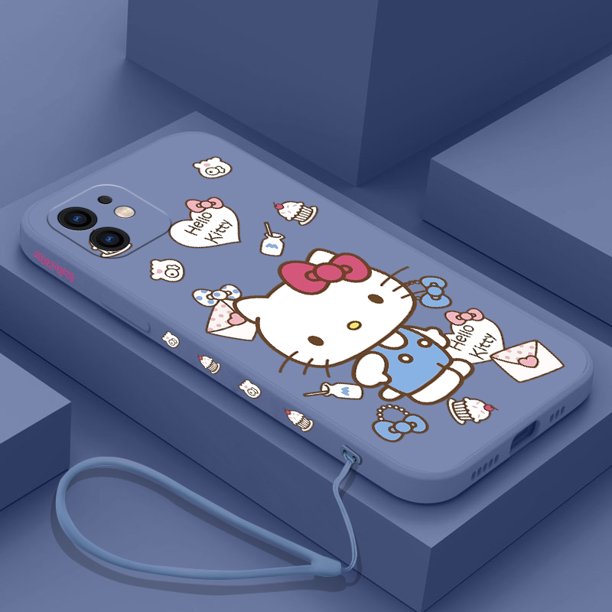 Sanrio-funda de teléfono de Hello Kitty para iPhone, carcasa de silicona con cordón para modelos 14, 13, 12, 11 Pro Max, Mini, X, XR, XS MAX, SE 2020, 8, 7 Plus zhangmengya LED