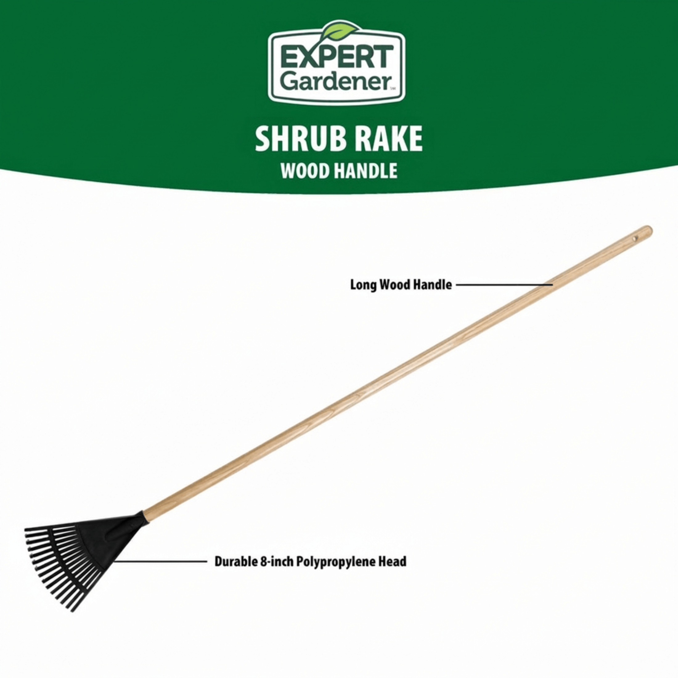 Expert Gardener 8-Inch Wood and Poly Leaf Rake photo 2