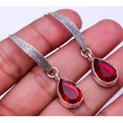 Red Garnet Designer Handmade 925 Silver Plated Earring 1.76" E_9348_122_47, Valentine's Day Gift, Birthday Gift, Beautiful Jewelry For Woman & Girls
