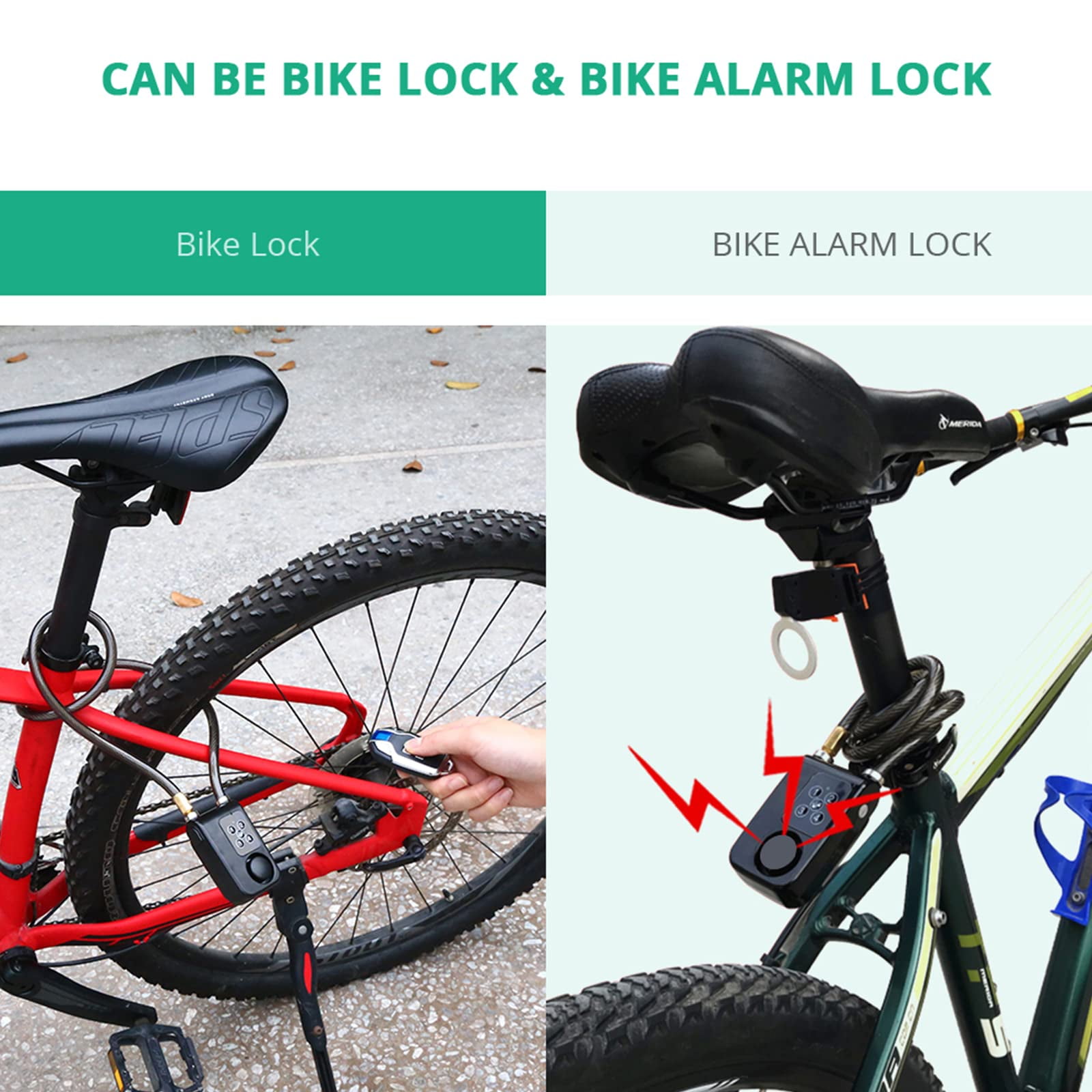 Wsdcam Bike Motorcycle Lock Alarm with Remote Anti-Theft Vibration Waterproof Bicycle Alarm Lock