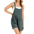 thumbnail image 6 of Women Sleeveless Linen Short Overalls with Pockets Loose Fit Summer Casual Jumpsuits Wide Leg Bib Rompers for Casual, 6 of 9