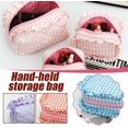 thumbnail image 5 of Ruffle Gingham Cosmetic Case Makeup Bag, Pink, 5 of 8